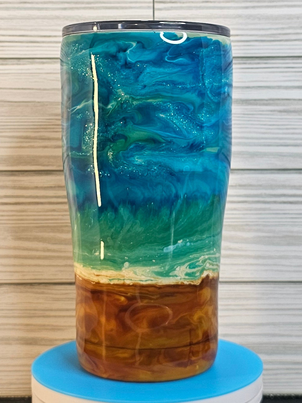 20oz Modern Curve Ocean Ink Swirl Epoxy Tumbler