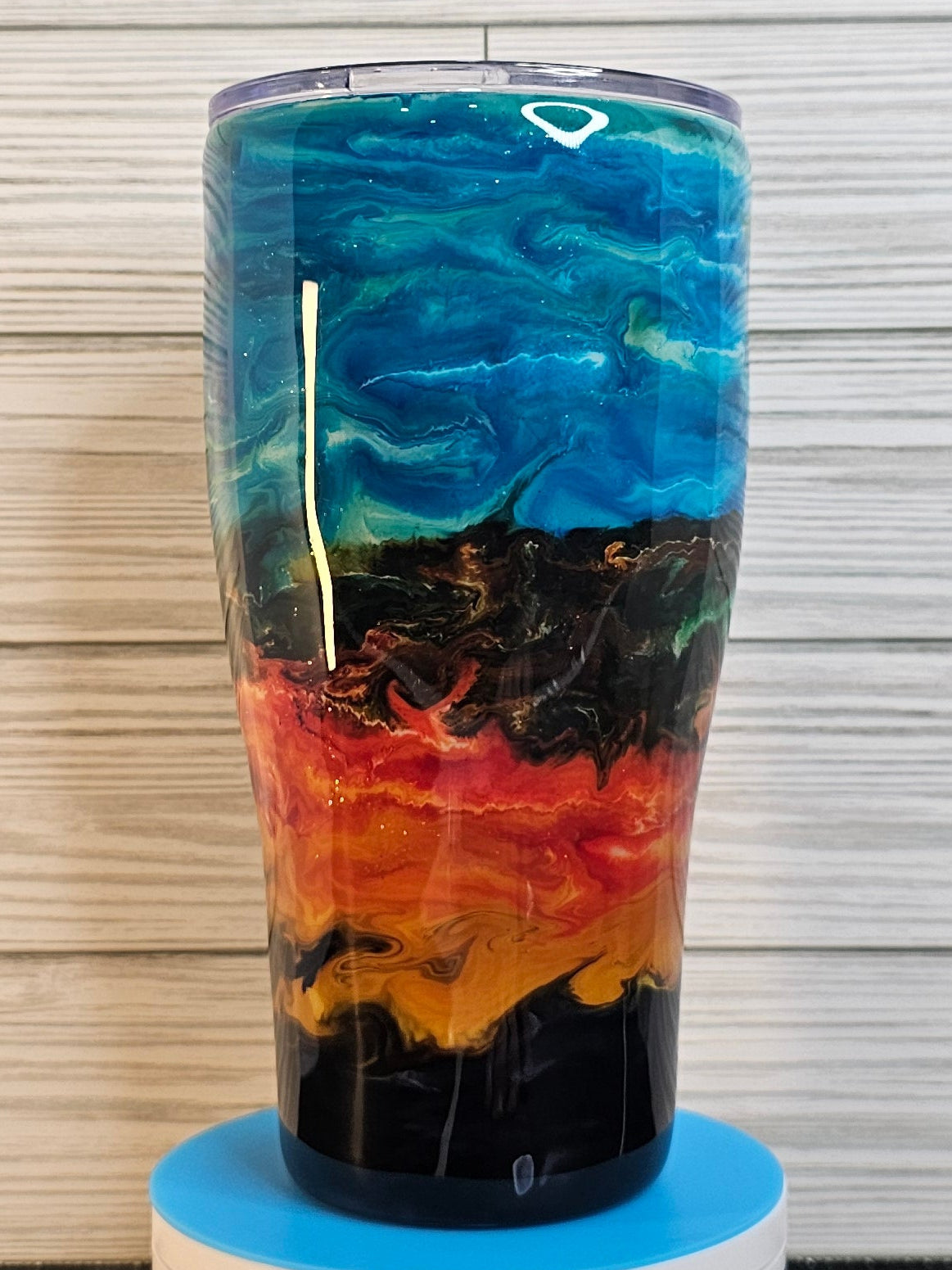 30oz Modern Curve Lava Beach Ink Swirl Epoxy Tumbler