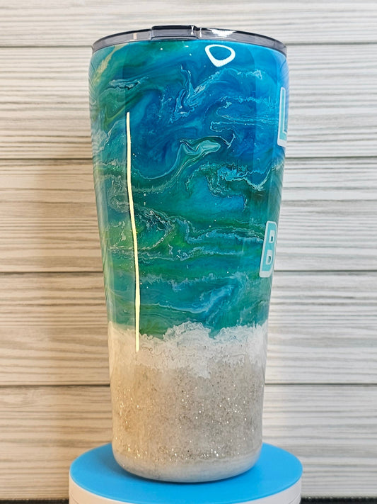30oz Modern Curve Life's a Beach Ink Swirl Epoxy Tumbler