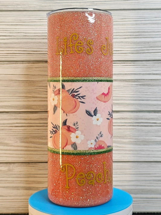 20oz Skinny Life's Just Peachy Glitter Epoxy Tumbler