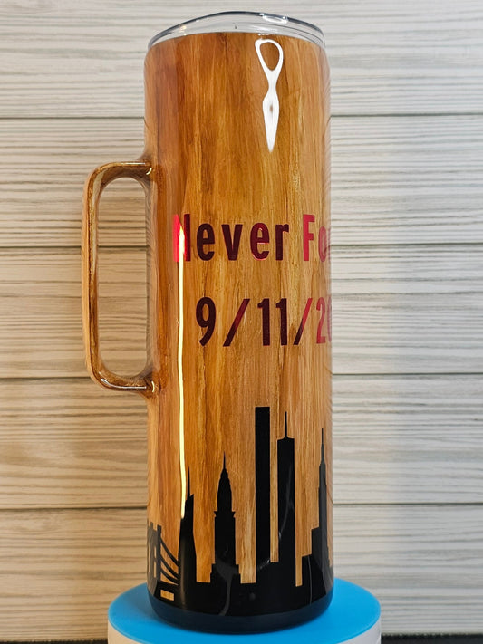30oz Skinny Hoggdle Wood Grain 9/11 New York Skyline Epoxy Tumble