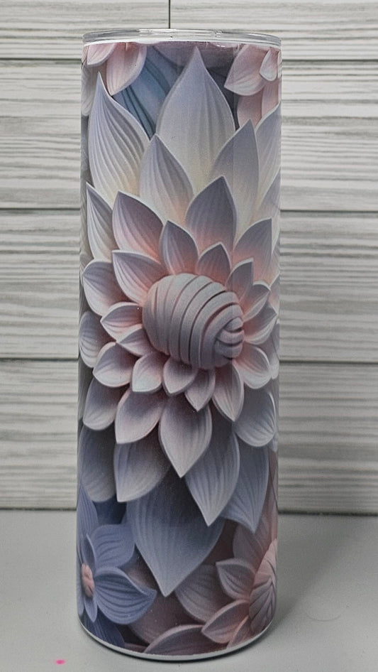 20oz Skinny Sublimation 3D Floral Tumbler