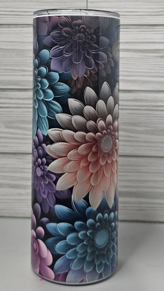 20oz Skinny Sublimation 3D Floral Tumbler