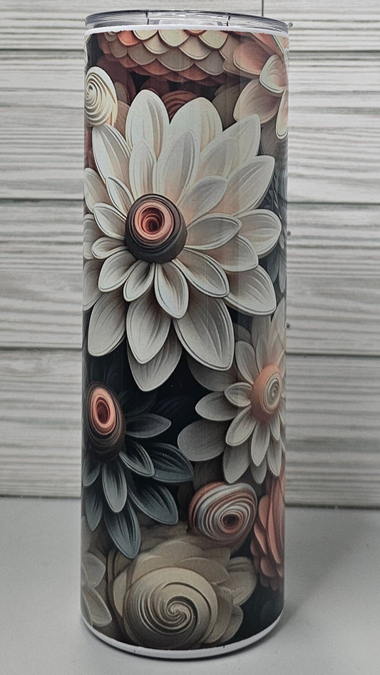 20oz Skinny Sublimation 3D Floral Tumbler
