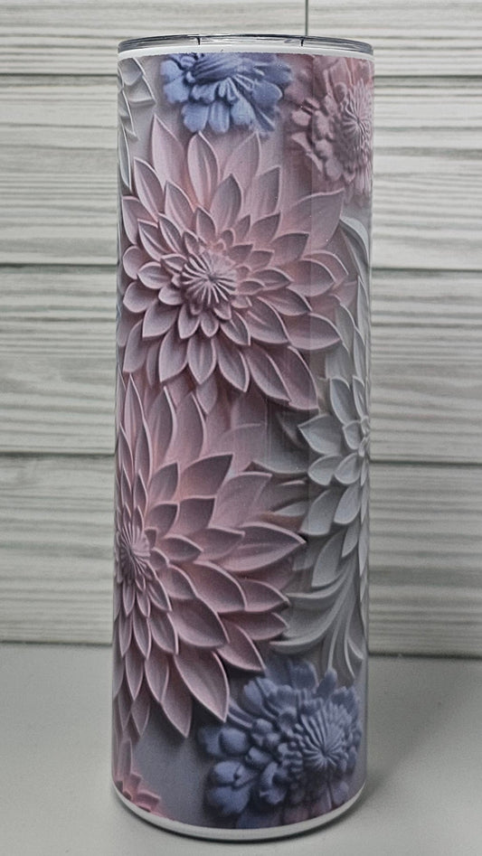 20oz Skinny Sublimation 3D Floral Tumbler