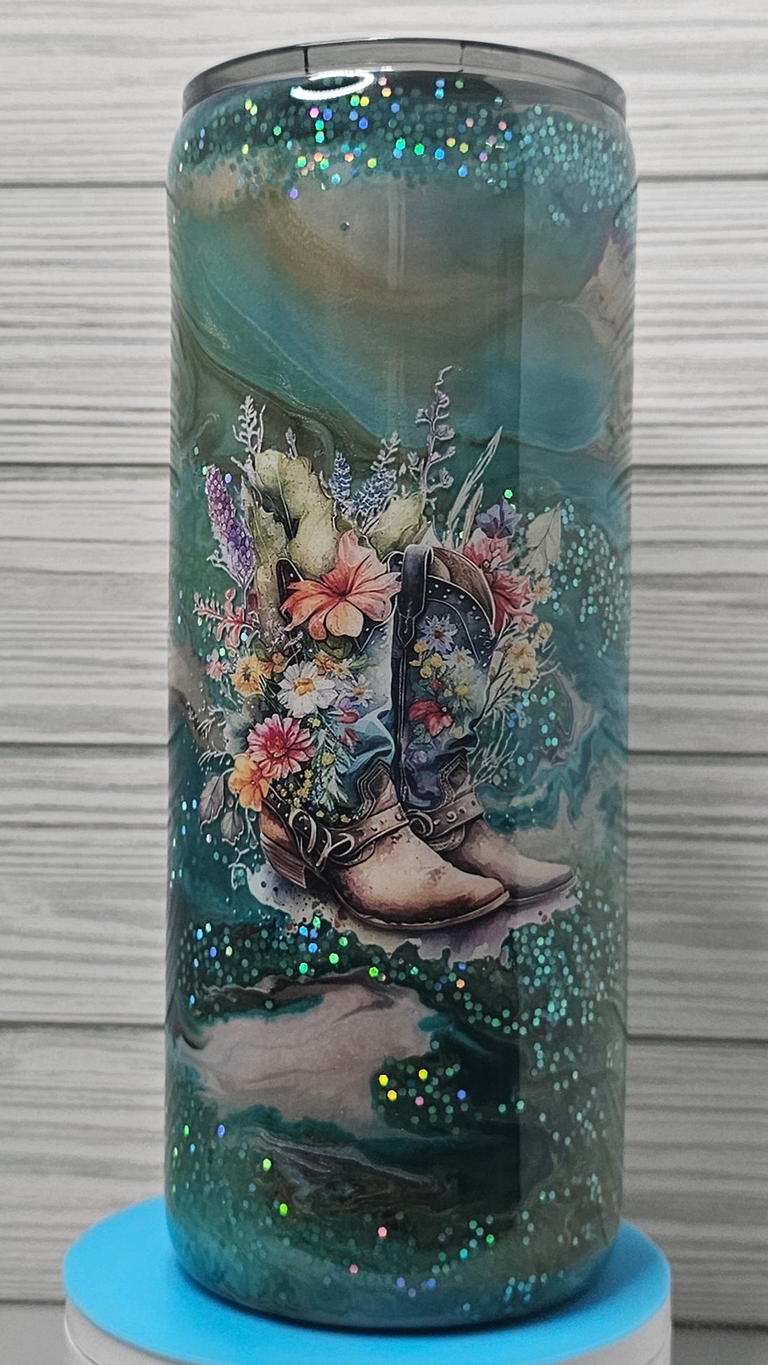 30oz Fatty Floral Cowboy Boots Ink Swirl Epoxy Tumbler