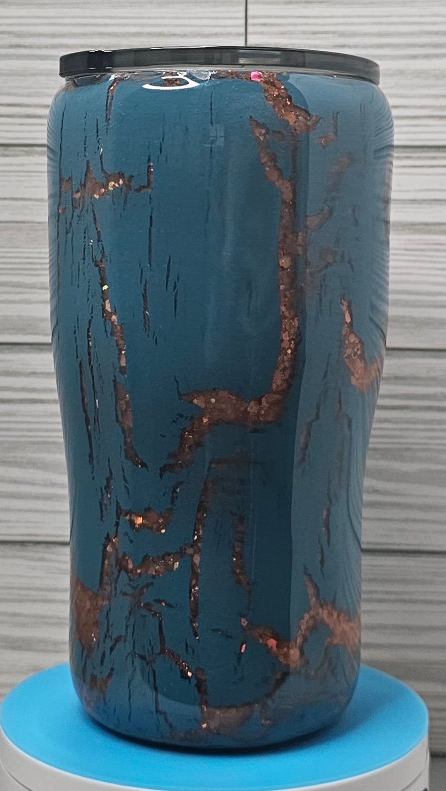 20oz Modern Curve Blue & Gold Crackle with Longhorn Epoxy Tumbler