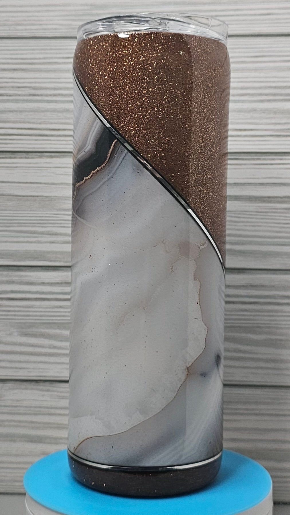 20oz Skinny Geode Vinyl with Copper Glitter Epoxy Tumbler