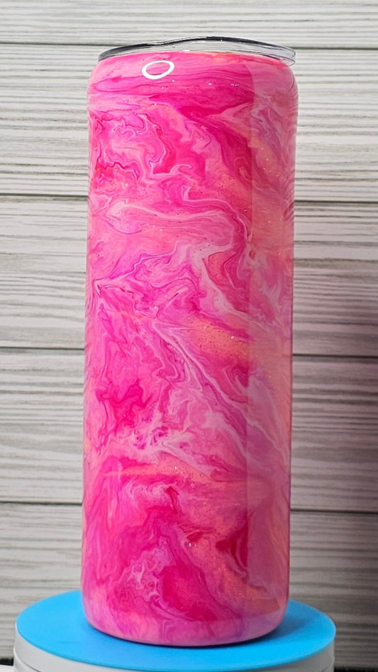 20oz Skinny Pink Ink Swirl Epoxy Tumbler