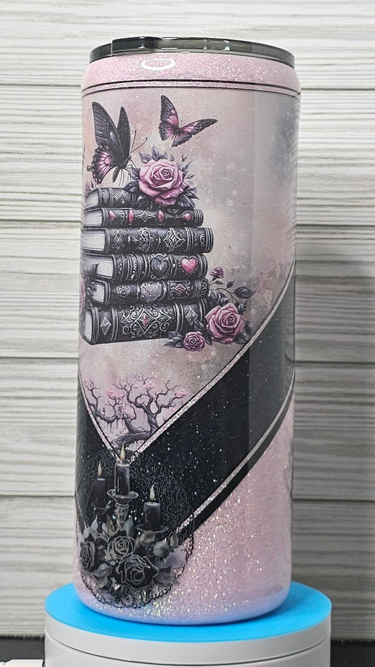 30oz Fatty Pink V-split Books Epoxy Tumbler