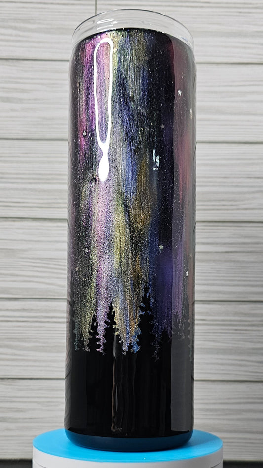 30oz Northern Lights with Forest Epoxy Tumbler