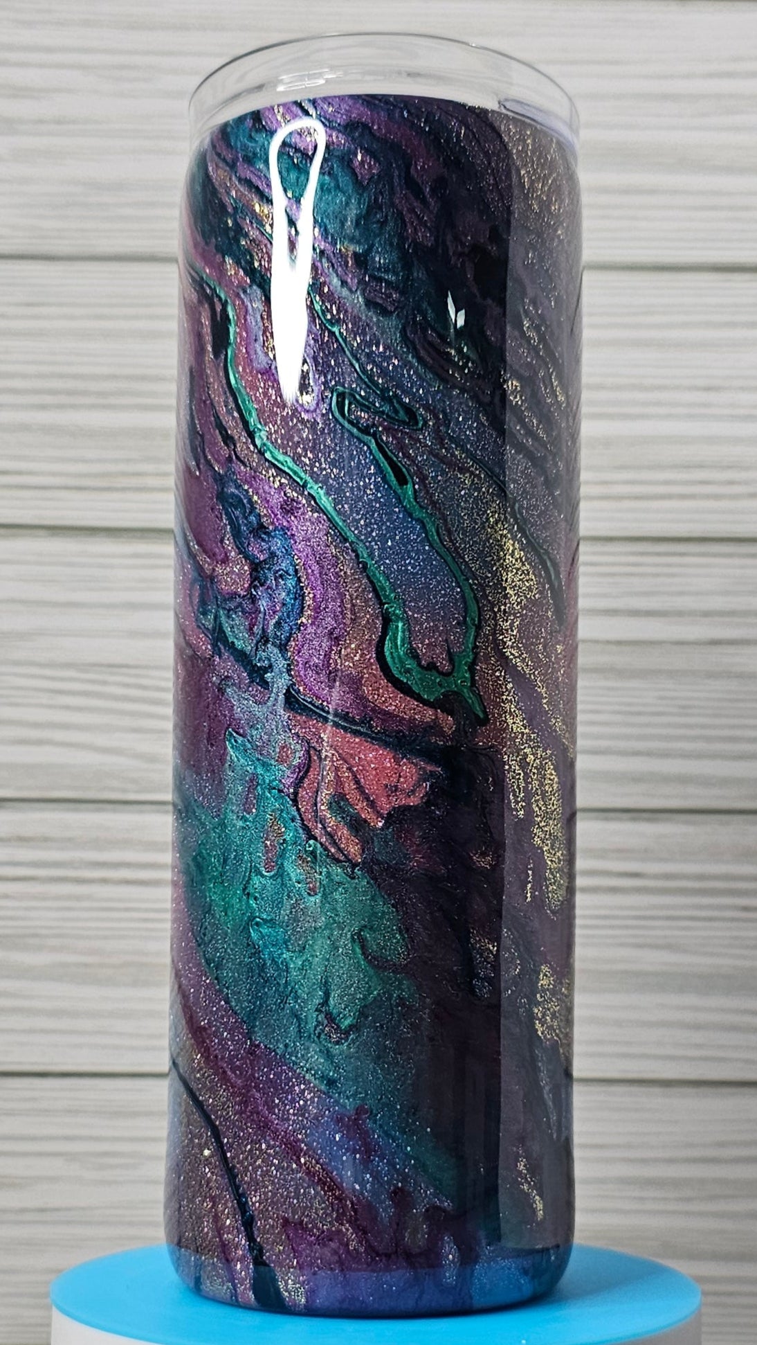 20oz Skinny Ink and Paint Swirl Glitter Epoxy Tumbler