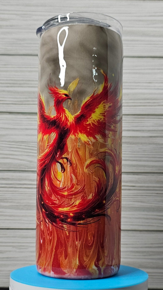 20oz Skinny Smoke & Ink Flame Phoenix Epoxy Tumbler