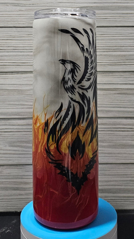 35oz Skinny Smoke & Ink Flame Phoenix Silhouette Epoxy Tumbler