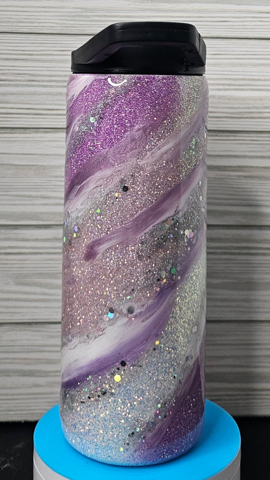 20oz Duo Skinny Milky Way White/Purple/Pink Epoxy Tumbler