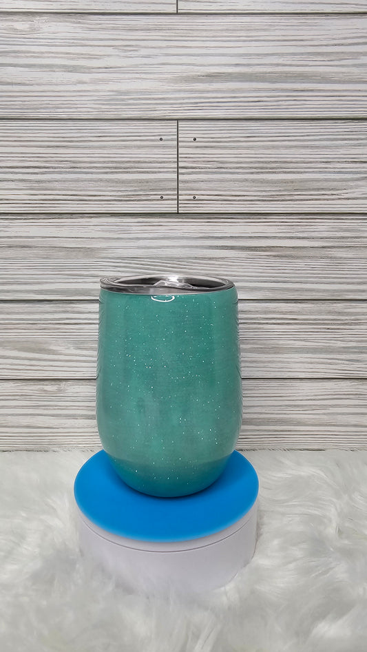 15oz Stemless Wine Mint Green Glitter No Attitude Epoxy Tumbler
