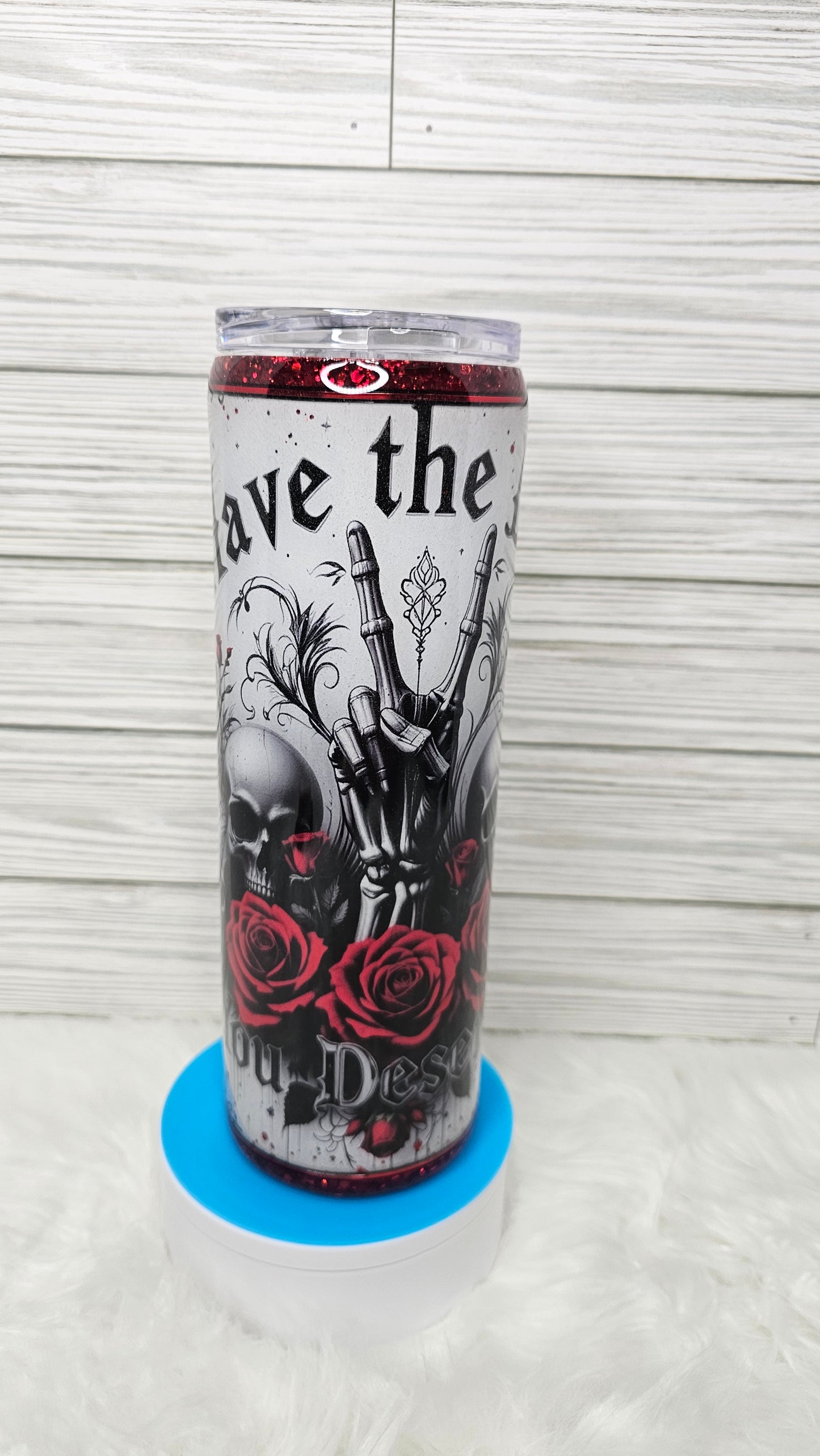 30oz Skinny Red Glitter Day You Deserve Epoxy Tumbler