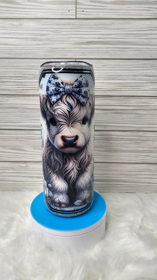 20 oz Skinny Glitter Christmas Cow Epoxy Tumbler