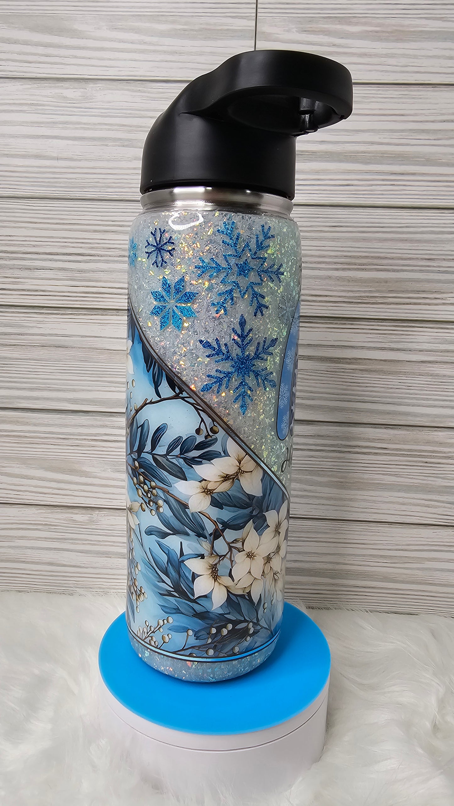 25 oz Duo Skinny Christmas Snowman Glitter Epoxy Tumbler