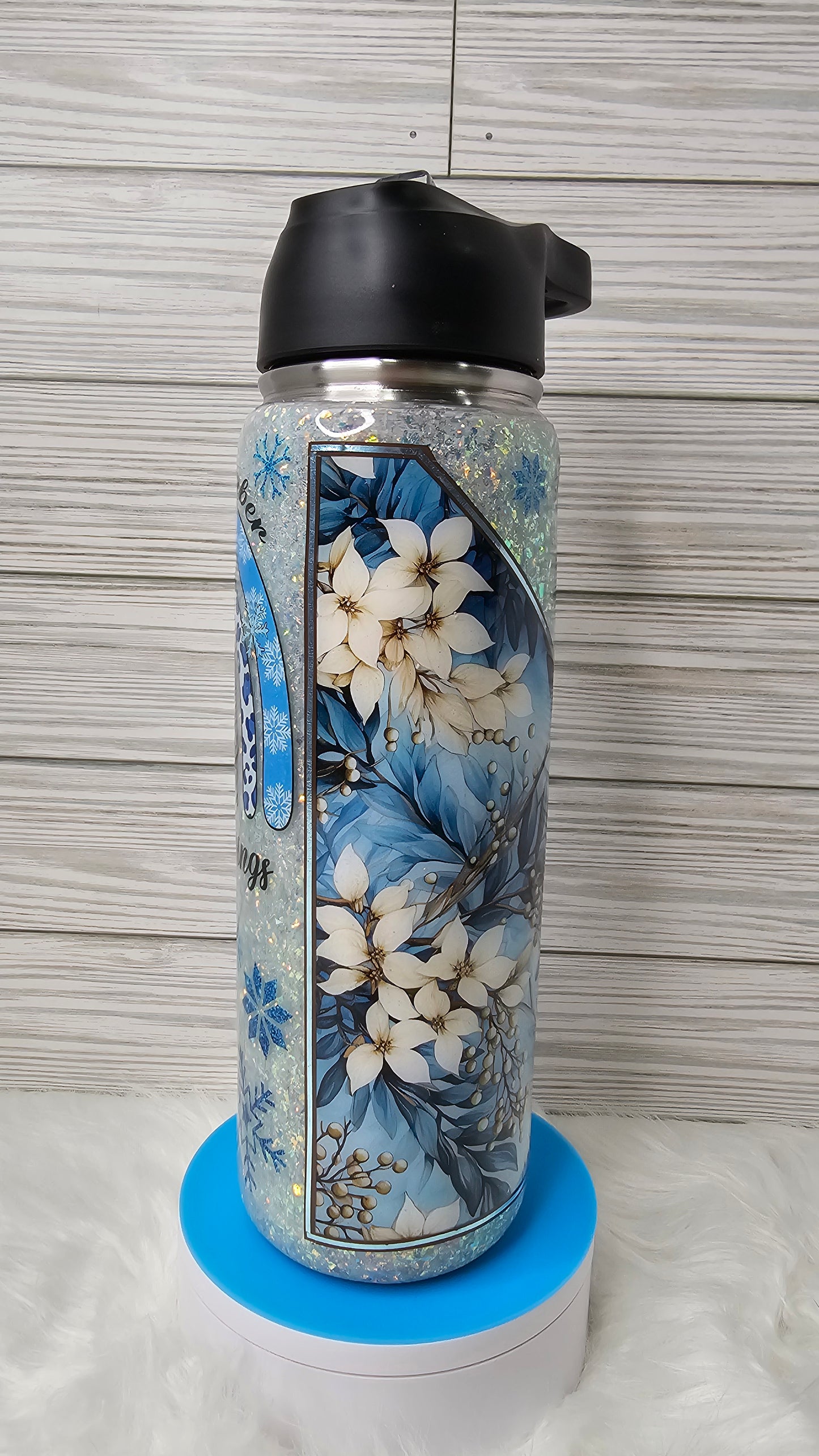 25 oz Duo Skinny Christmas Snowman Glitter Epoxy Tumbler