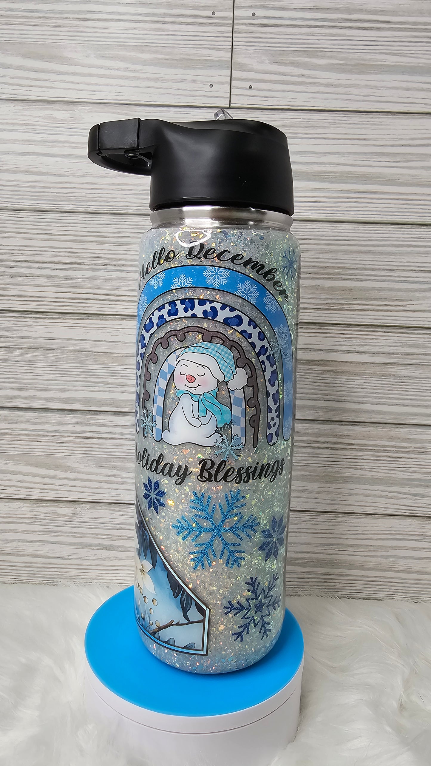 25 oz Duo Skinny Christmas Snowman Glitter Epoxy Tumbler