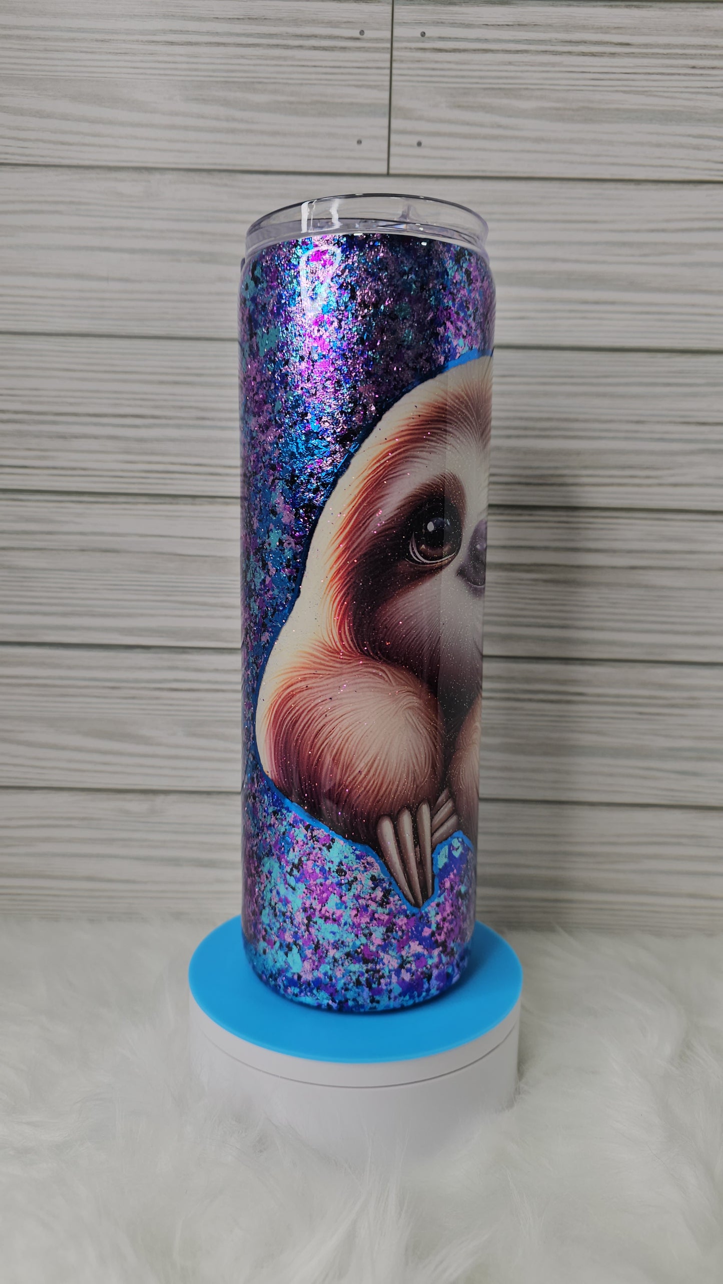 30oz Skinny Foil Flake Sloth Epoxy Tumbler