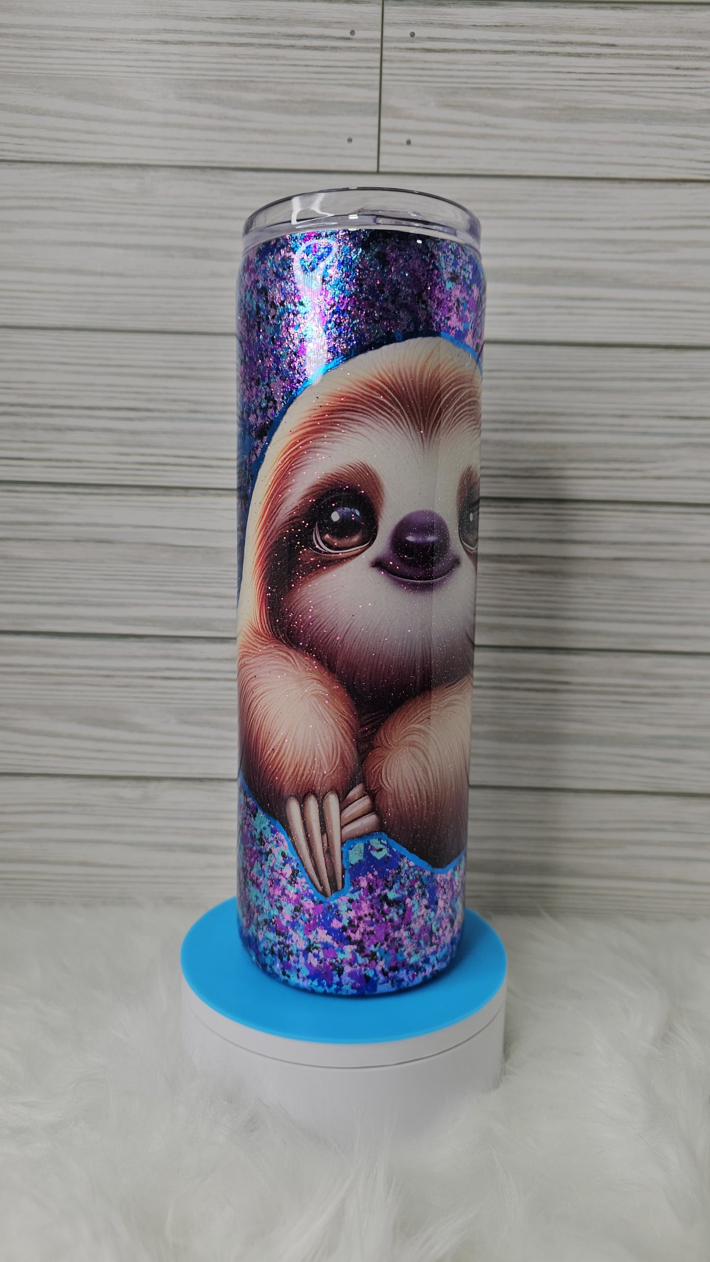 30oz Skinny Foil Flake Sloth Epoxy Tumbler