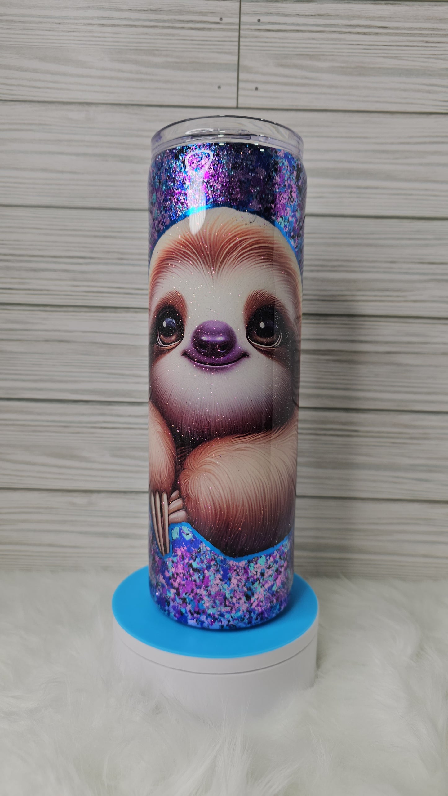 30oz Skinny Foil Flake Sloth Epoxy Tumbler