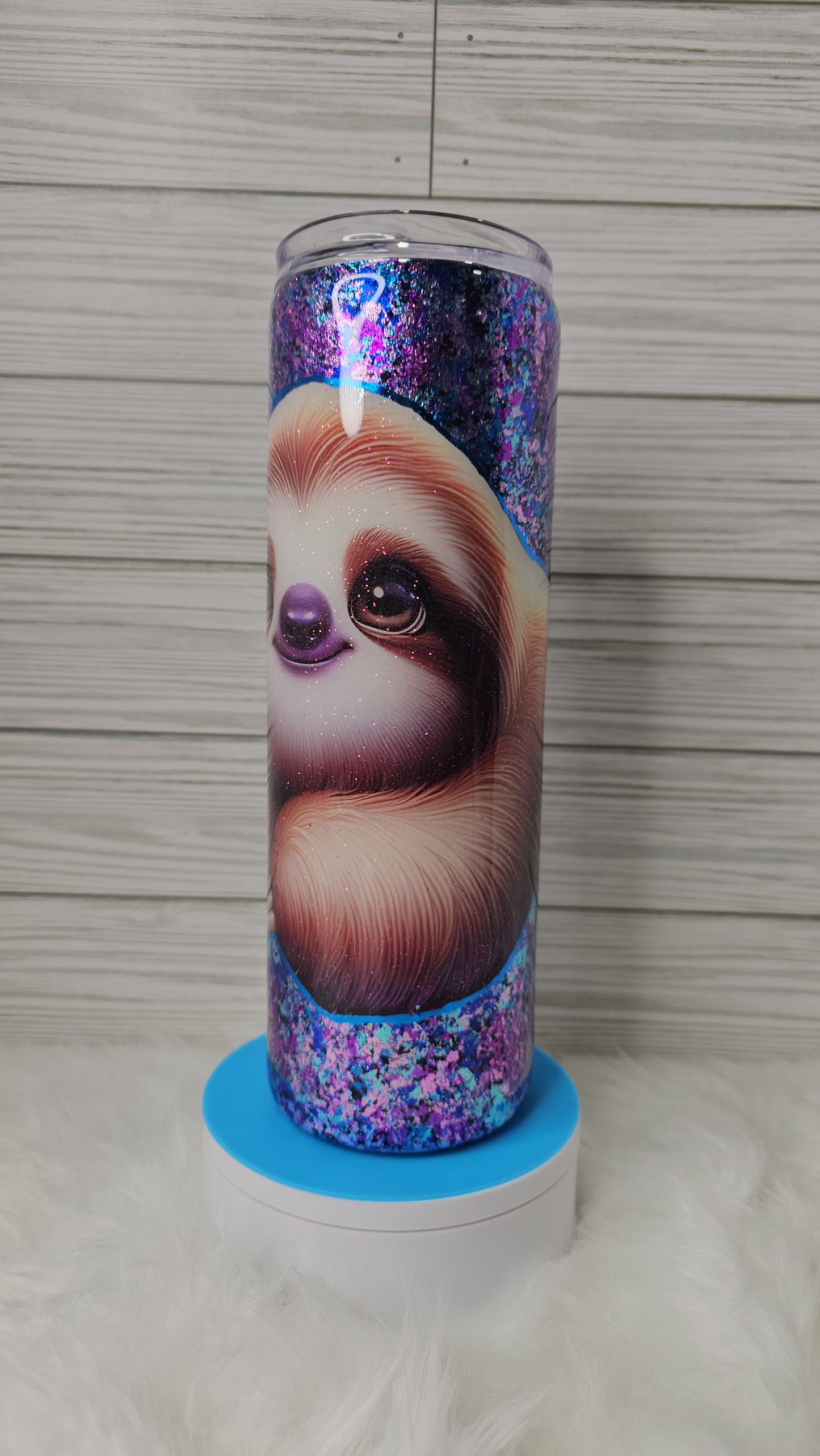 30oz Skinny Foil Flake Sloth Epoxy Tumbler