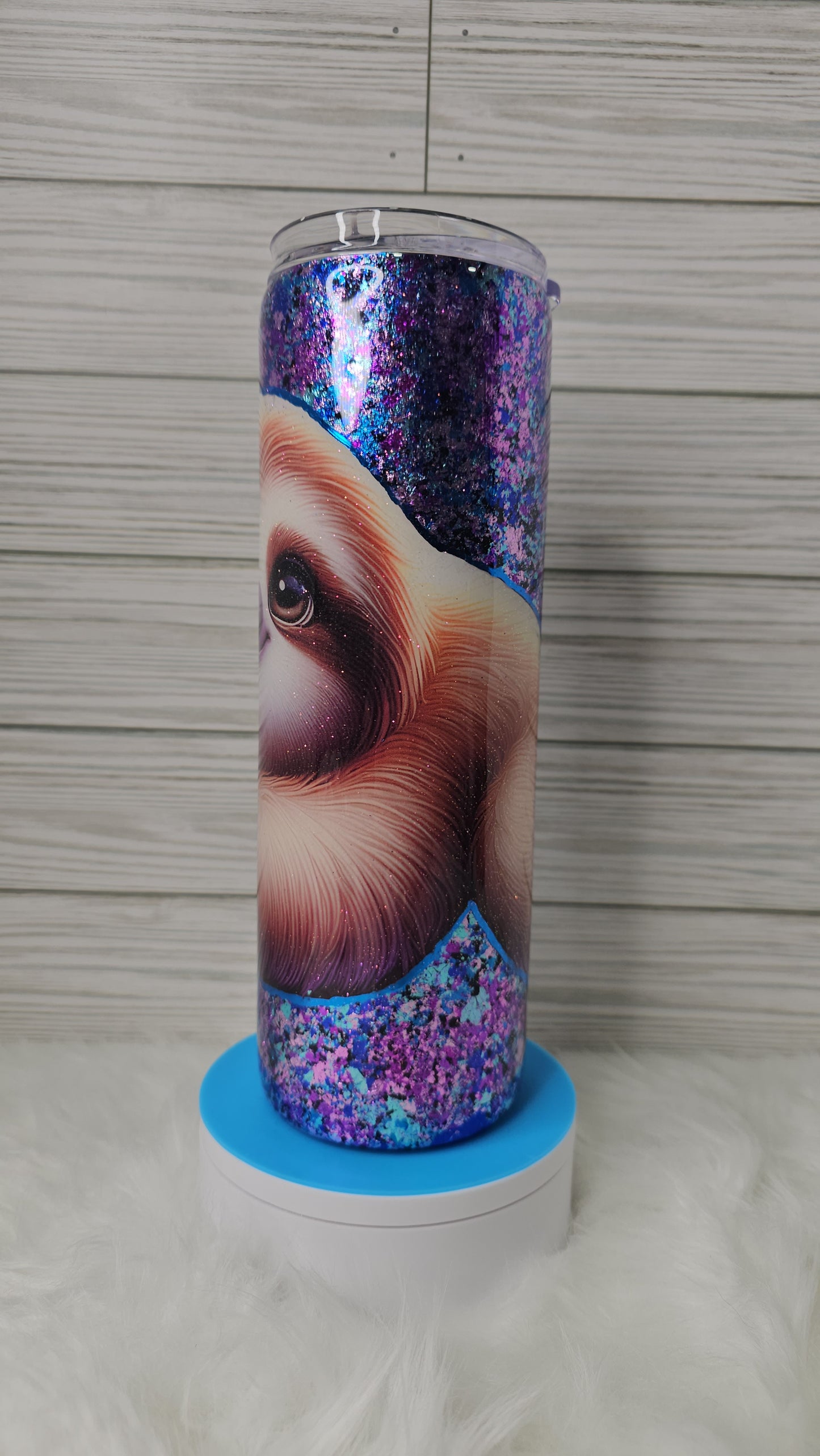 30oz Skinny Foil Flake Sloth Epoxy Tumbler