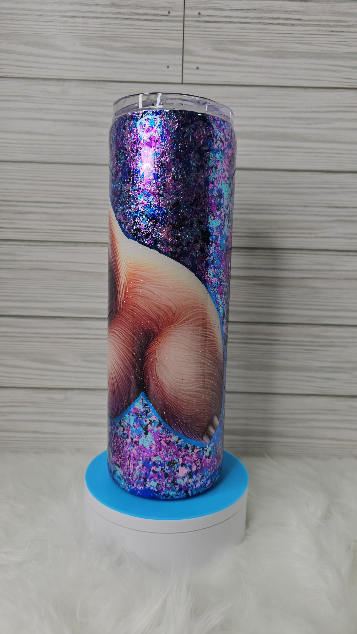 30oz Skinny Foil Flake Sloth Epoxy Tumbler