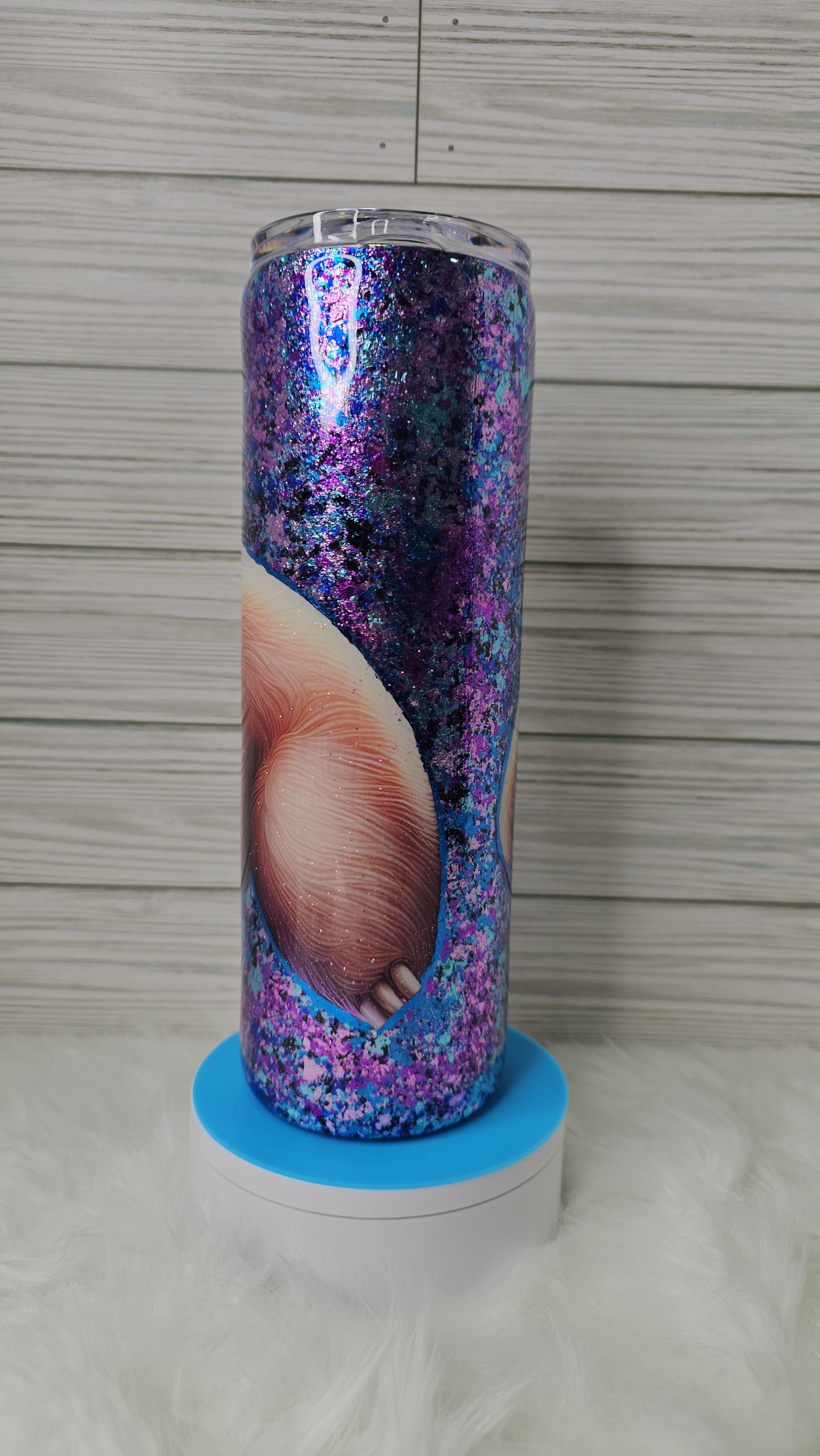 30oz Skinny Foil Flake Sloth Epoxy Tumbler