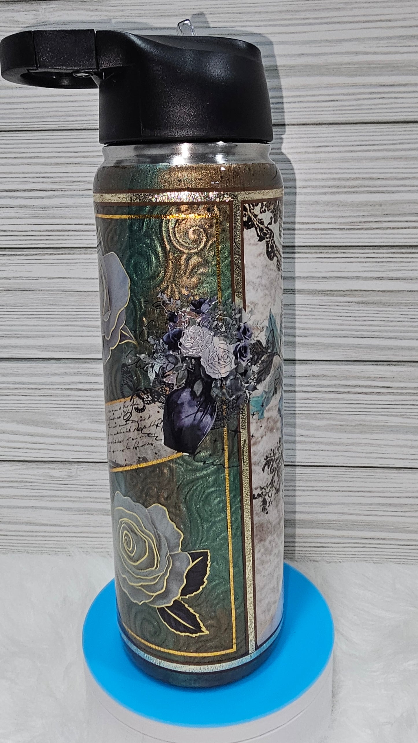 25oz Duo Hydro Mixed Media Floral/Writing/Micas Epoxy Tumbler