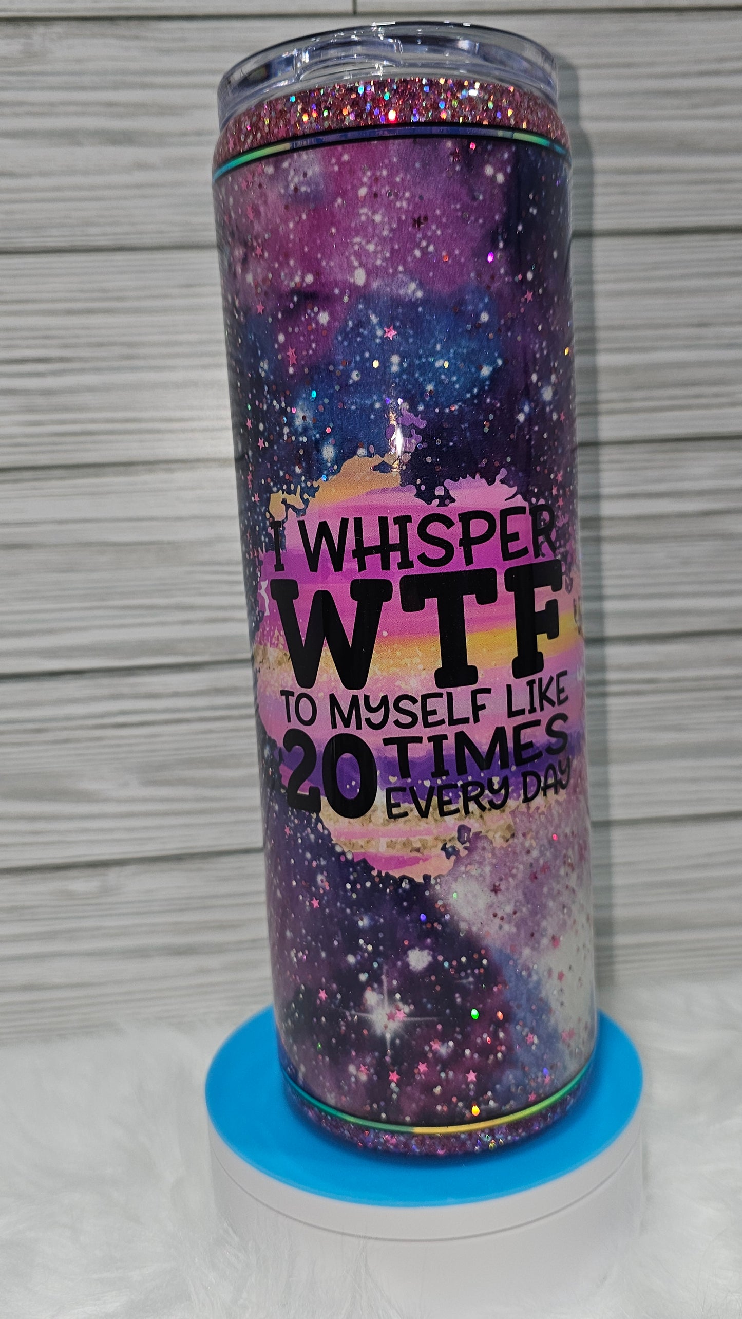 30oz Skinny Glow-in-the-Dark with Glitter I Whisper WTF Epoxy Tumbler