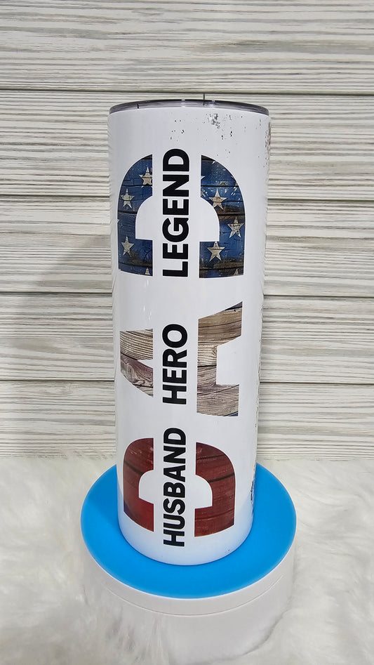 20oz Skinny Dad - Husband Hero Legend Sublimation Tumbler