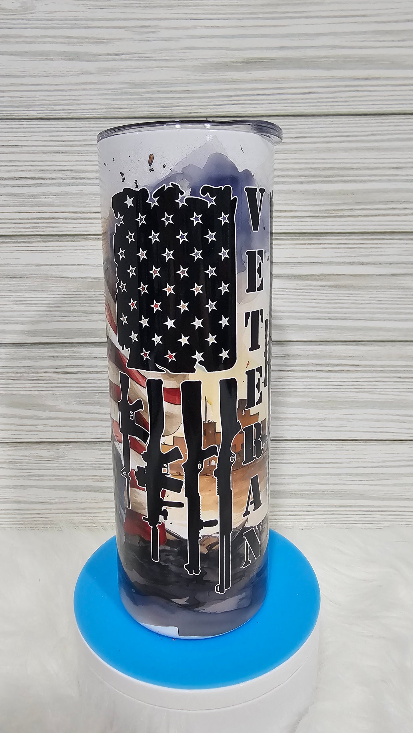 20oz Skinny American Bald Eagle Veteran Sublimation Tumbler