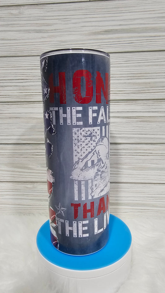 20oz Skinny Honor the Fallen Thank the Living Sublimation Tumbler