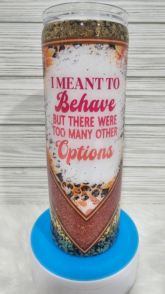 20oz Skinny V-Split Black & Gold Vinyl Meant to Behave Epoxy Tumbler