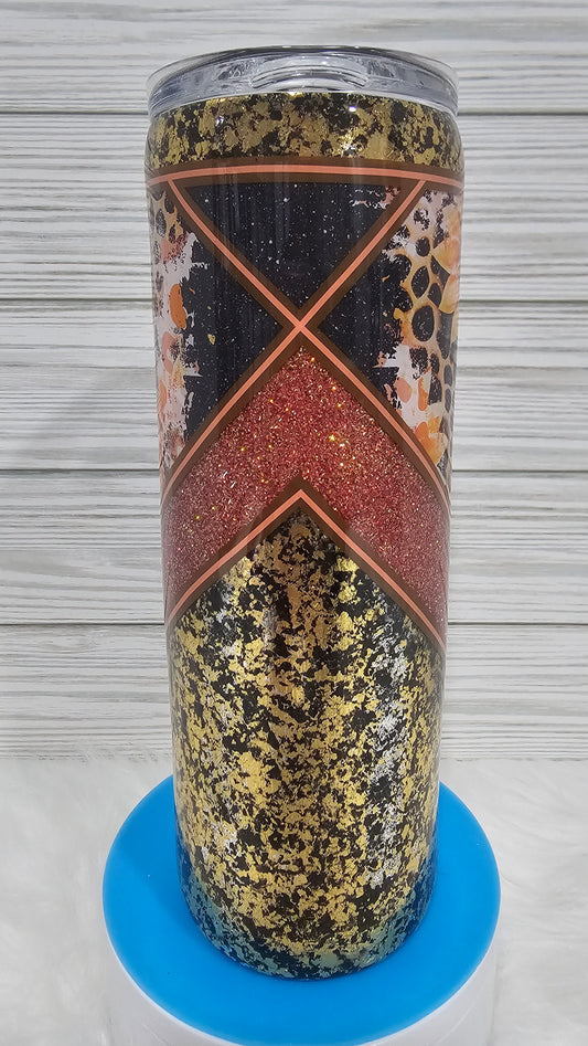 20oz Skinny V-Split Black & Gold Vinyl Meant to Behave Epoxy Tumbler