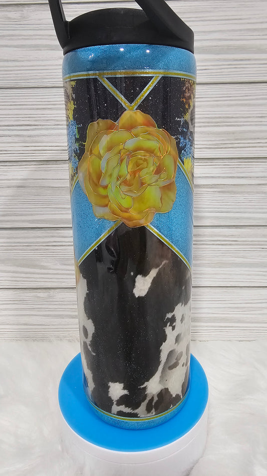 30oz Skinny Duo V-Split Blue Glittter Getting Older Epoxy Tumbler