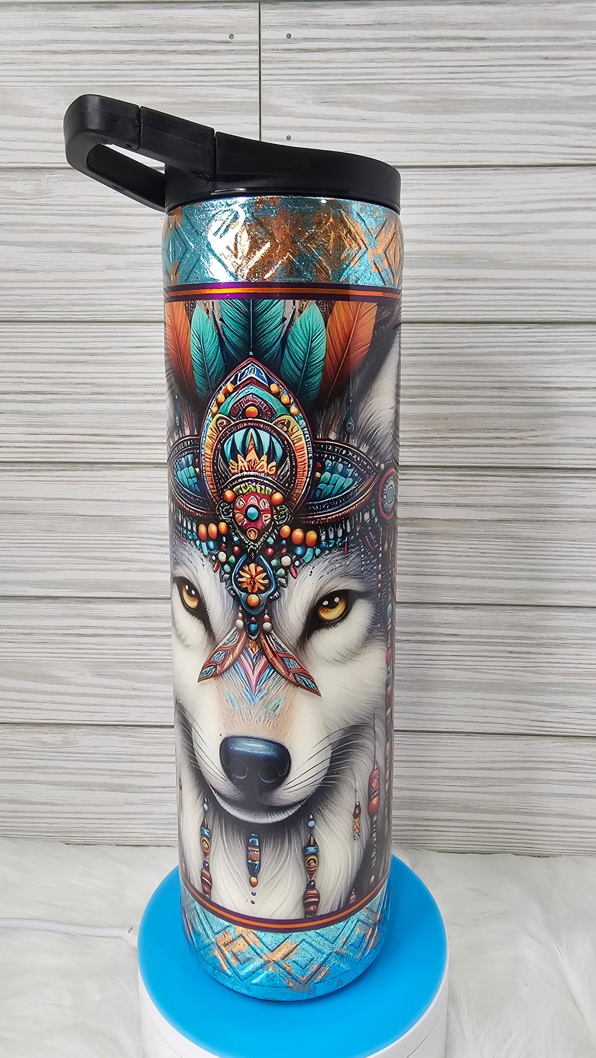 35 oz Skinny Duo Southwest Wolf Epoxy Tumbler
