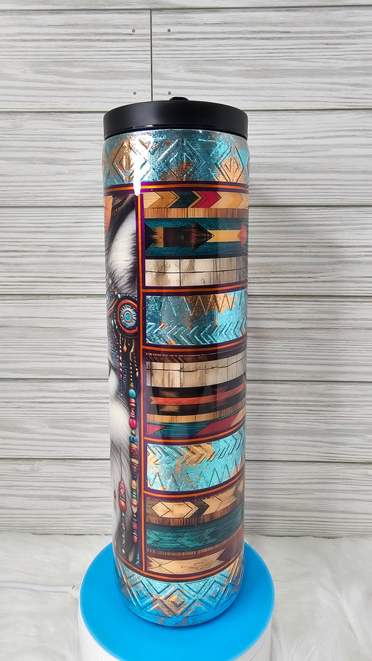 35 oz Skinny Duo Southwest Wolf Epoxy Tumbler