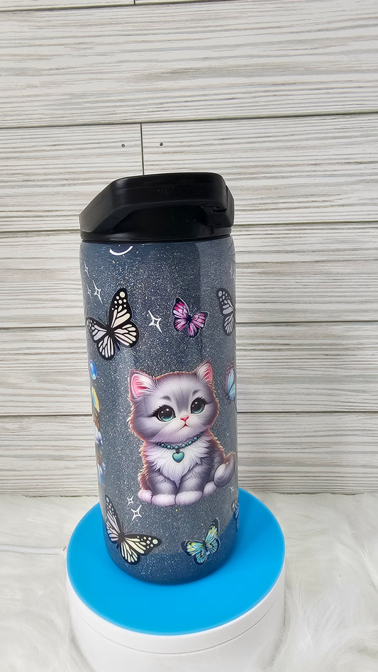 15 oz Skinny Duo Glitter Cat Epoxy Tumbler