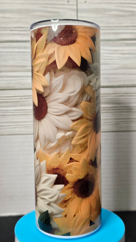20oz Skinny Sublimation 3D Floral Tumbler