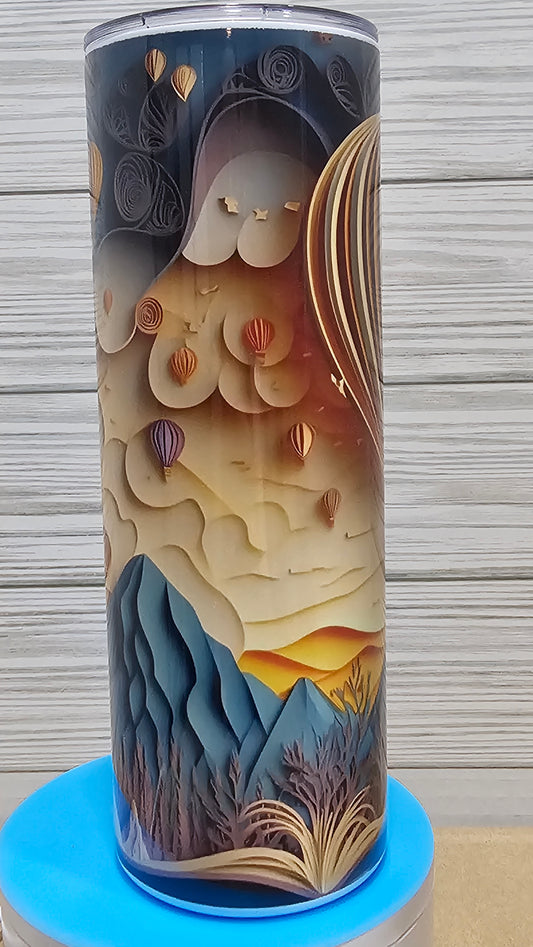 20oz Skinny Sublimation Hot Air Ballons Tumbler
